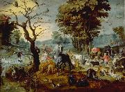 Jan Van Kessel the Younger Lentree de l arche oil on canvas